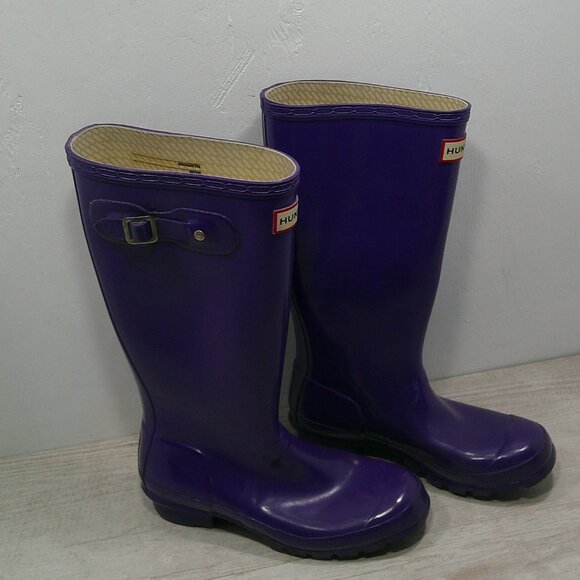 Hunter Purple Rain Tall Rubber Waterproof Puddle Stomping Rain Boots Size 5 M - Picture 2 of 10
